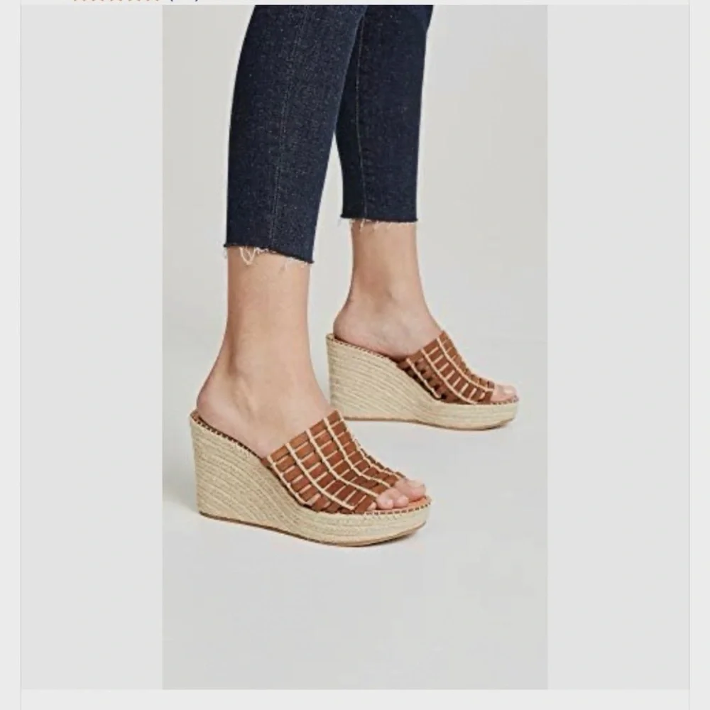 Dolce Vita Pru Mule Espadrille Brown Woven Suede Slip-On Wedges